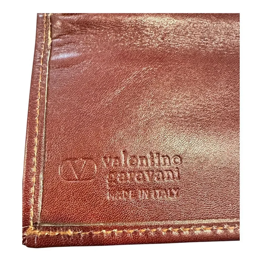 Valentino Black Canvas Travel‎ Wallet Organizer with Brown Leather Trim